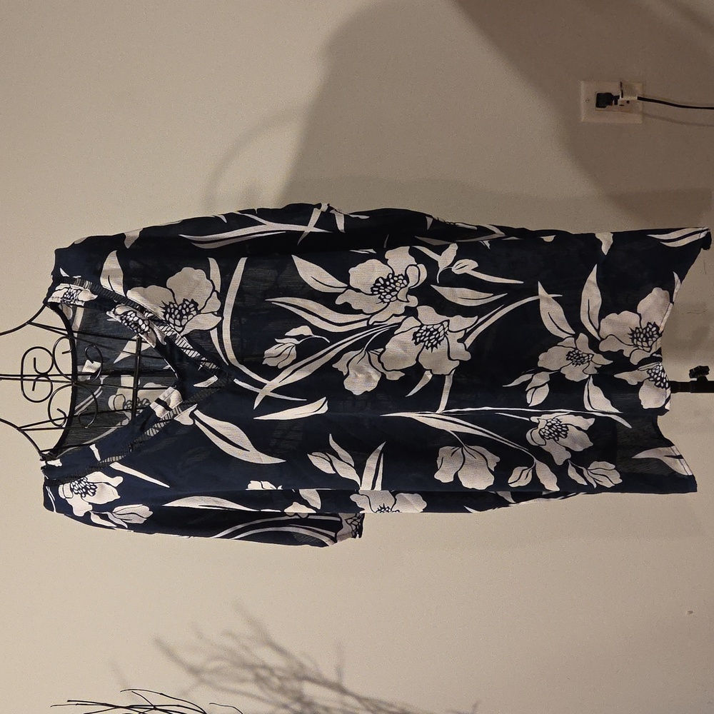 Kona Sol Navy and White Floral Swim Coverup